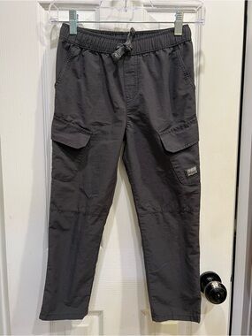Kids Gray Cargo Jogger Pants with Elastic Waist